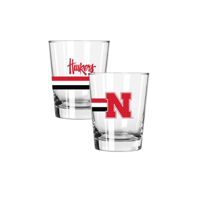 Nebraska Huskers The Memory Company Two-Piece 15oz. Big Stripes Double Old Fashioned Glass Set