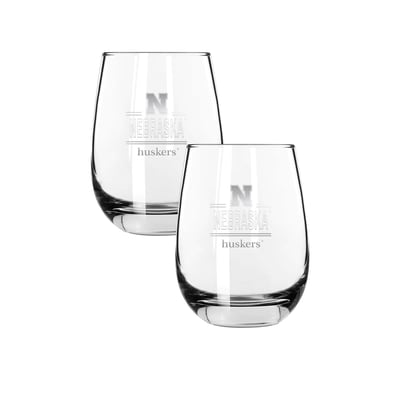 Nebraska Huskers The Memory Company Two-Piece 15oz. Classic Crew Stemless Wine Glass Set