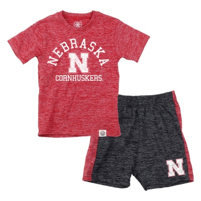  Nebraska Huskers Wes & Willy Toddler Cloudy Yarn T-Shirt and Shorts Set - Scarlet