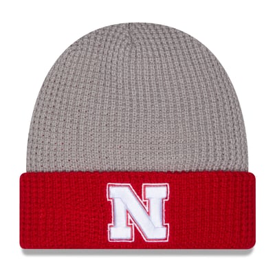 Nebraska Huskers New Era Unisex Cuffed Waffle Knit Hat - Gray/Scarlet