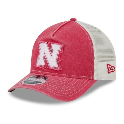 Nebraska Huskers New Era Unisex Faded A-Frame 9FORTY Adjustable Trucker Hat - Scarlet