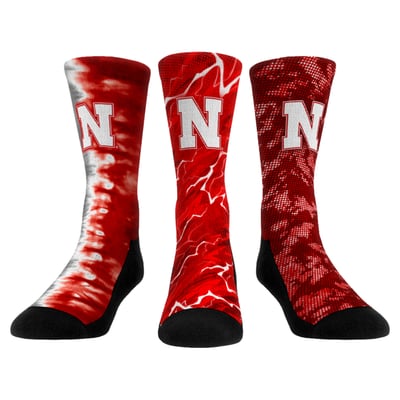 Nebraska Huskers Rock Em Unisex Team Tones Three-Pack Crew Socks