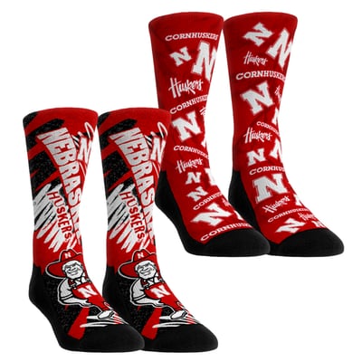 Nebraska Huskers Rock Em Unisex Two-Piece Team Blast Crew Socks Set