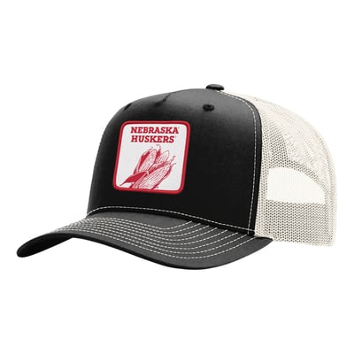  Nebraska Huskers Uscape Apparel Wild Side Patch Trucker Adjustable Hat - Black