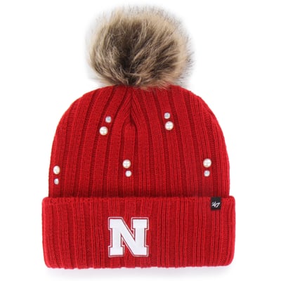 Nebraska Huskers '47 Women's Pearl Fur Knit Hat with Pom - Scarlet