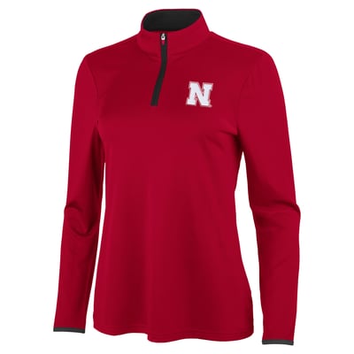 Nebraska Huskers Antigua Women's Brink Quarter-Zip Pullover - Scarlet/Black