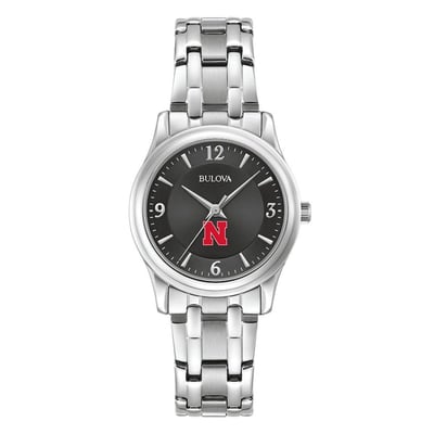 Nebraska Huskers Bulova Women's Corporate Collection Stainless Steel Watch - Black