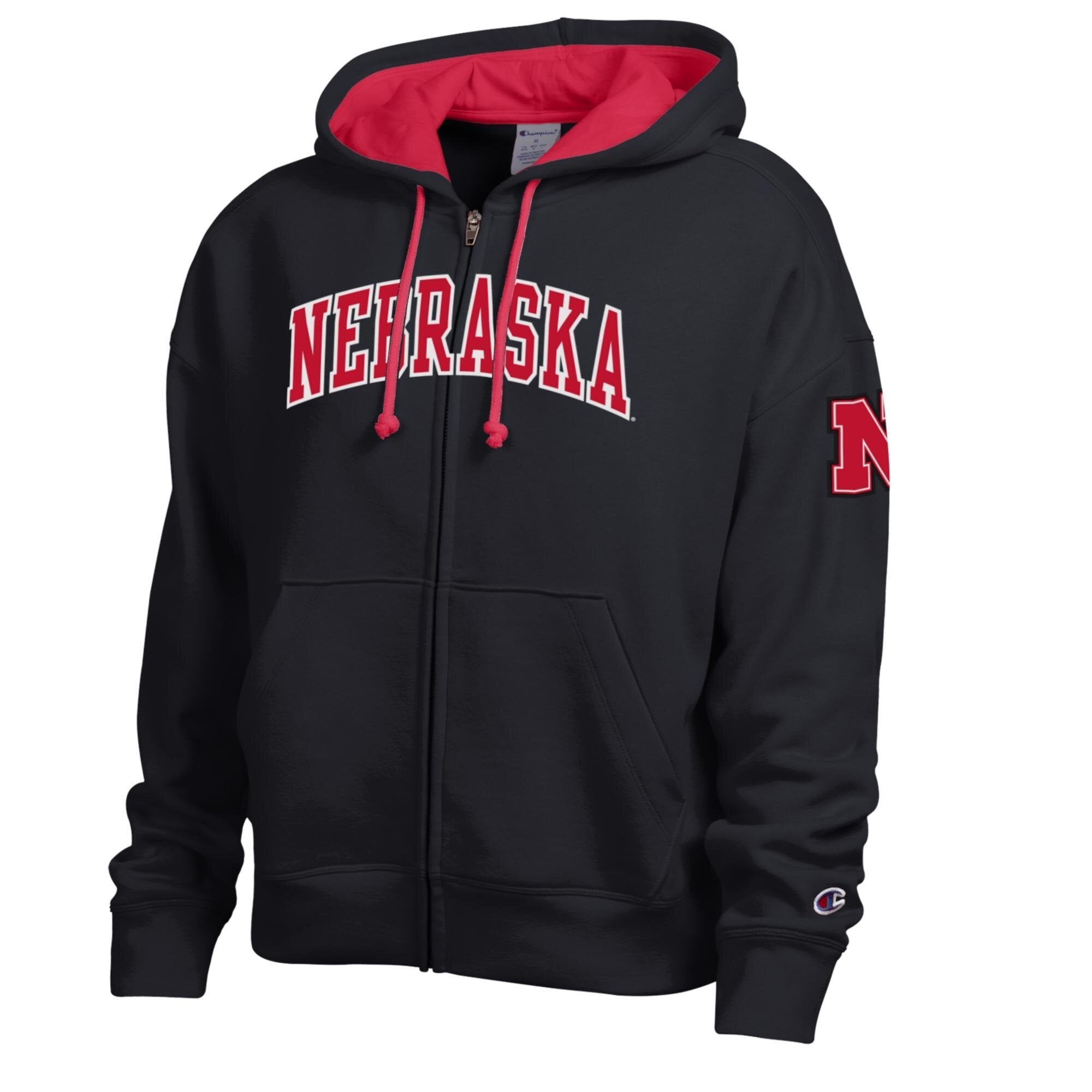 Nebraska Huskers Champion Women's Arch Full-Zip Fleece Hoodie - Black