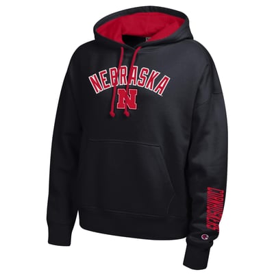  Nebraska Huskers Champion Women's Fleece Hoodie - Black