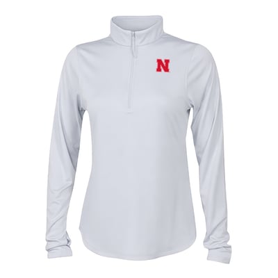  Nebraska Huskers Columbia Women's Fairway Breeze Quarter-Zip Pullover - White