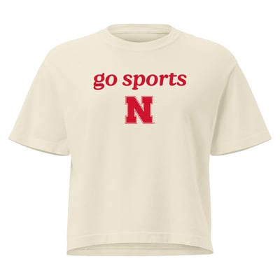 Nebraska Huskers Comfort Colors Women's Go Sports Cropped T-Shirt - Cream