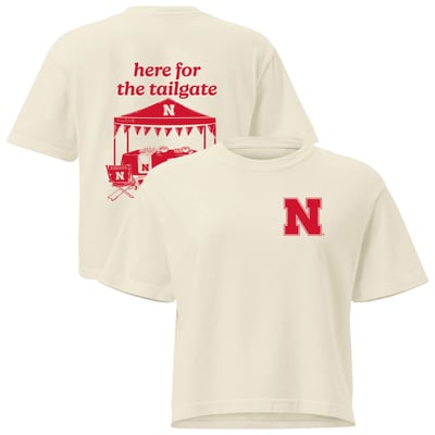 Nebraska Huskers Comfort Colors Women's Here For The Tailgate Women's Cropped T-Shirt - Cream