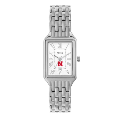 Nebraska Huskers Fossil Women's Raquel Three-Hand Date Stainless Steel Watch
