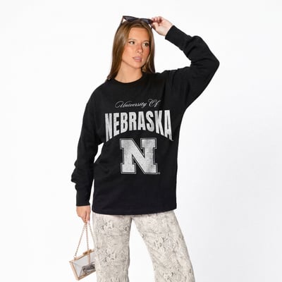 Nebraska Huskers Gameday Couture Women's Bold Ambition Oversized Long Sleeve T-Shirt - Black