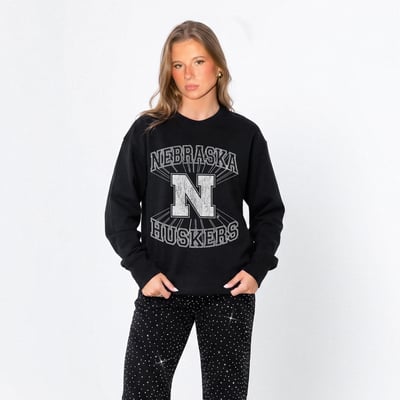 Nebraska Huskers Gameday Couture Women's Spotlight Oversized Long Sleeve T-Shirt - Black