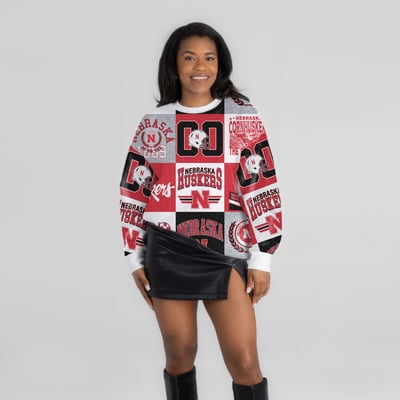  Nebraska Huskers Gameday Couture Women's Highlight Reel Patchwork Long Sleeve Pullover - Scarlet