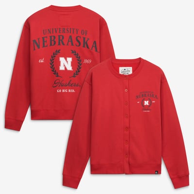  Nebraska Huskers Gameday Social Women's Button Front Fleece Cardigan - Scarlet