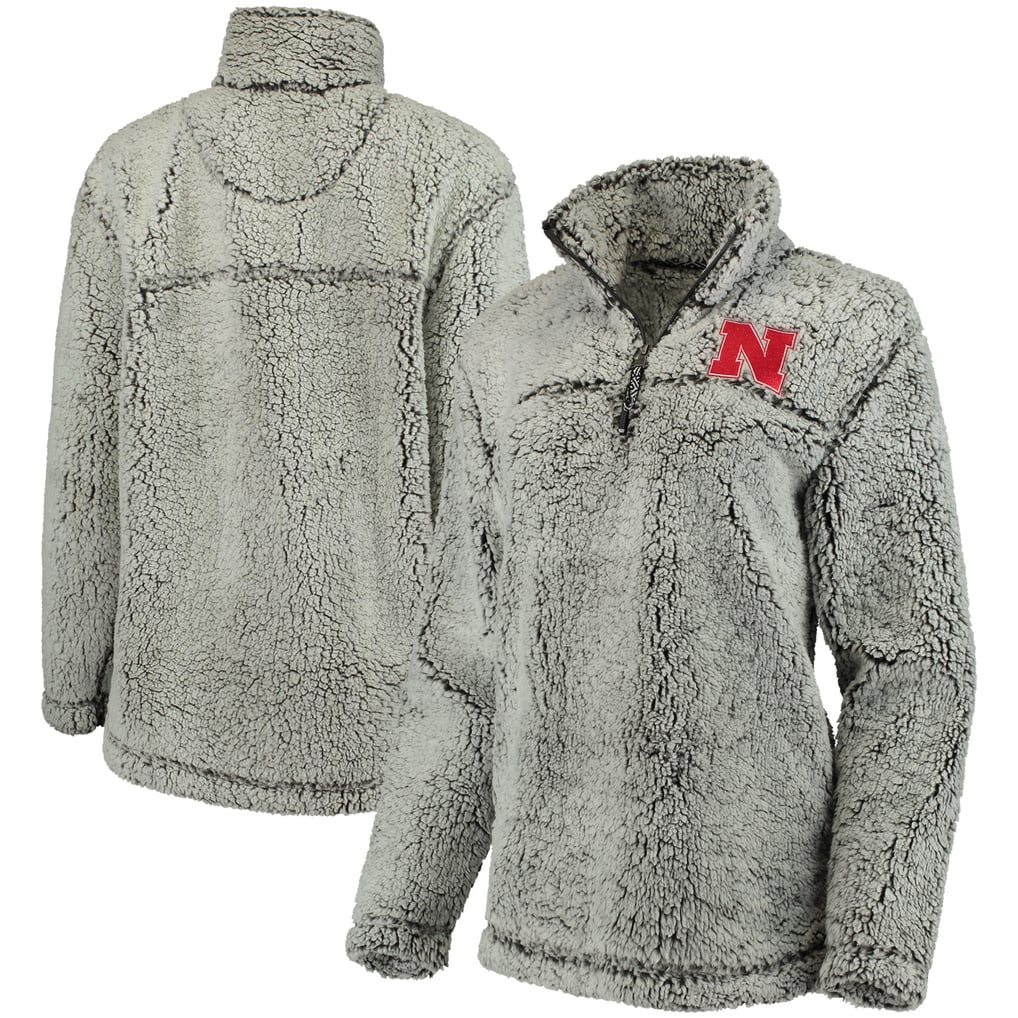 Nebraska Huskers Women's Sherpa Super Soft Quarter-Zip Pullover Jacket - Gray