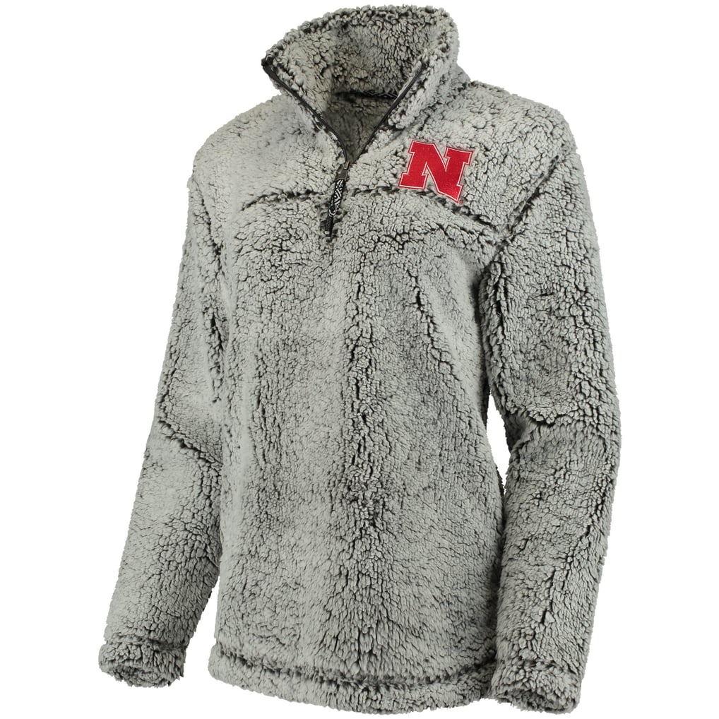 Nebraska Huskers Women's Sherpa Super Soft Quarter-Zip Pullover Jacket - Gray