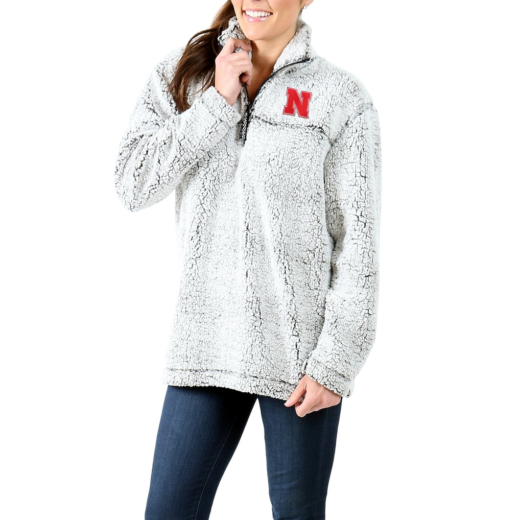 Nebraska Huskers Women's Sherpa Super Soft Quarter-Zip Pullover Jacket - Gray