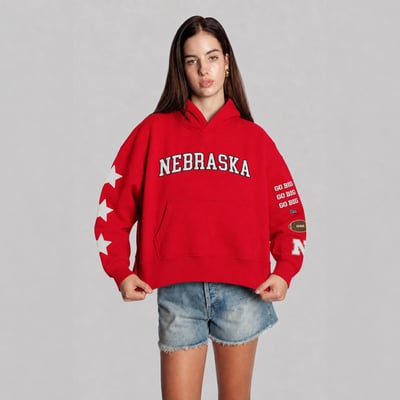  Nebraska Huskers Hype and Vice Women's Cropped Spirit Hoodie - Scarlet