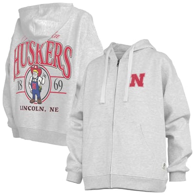  Nebraska Huskers Pressbox Women's Janise Full-Zip Hoodie - Heather Gray