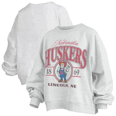 Nebraska Huskers Pressbox Women's Oversized Vinson Melange Janise Sweatshirt - Heather Gray