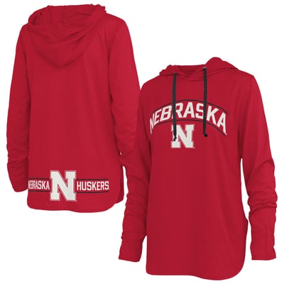 Nebraska Huskers Pressbox Women's Allie Long Sleeve Hooded T-Shirt - Scarlet
