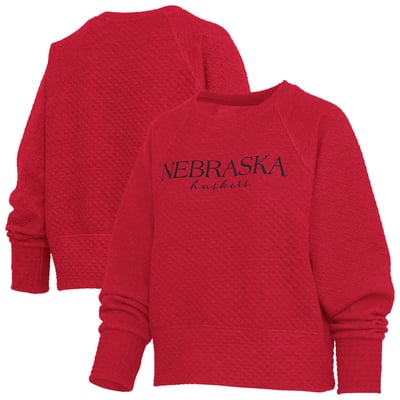 Nebraska Huskers Pressbox Women's Champagne Nova Quilted Sweatshirt - Scarlet