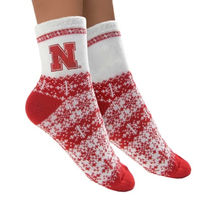 Nebraska Huskers ZooZatz Women's Fuzzy Holiday Crew Socks