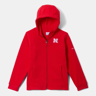  Nebraska Huskers Columbia Youth Flanker Fleece Full-Zip Hoodie - Scarlet