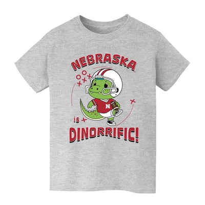 Nebraska Huskers Vive La Fete Youth Dinorrific T-Shirt - Gray