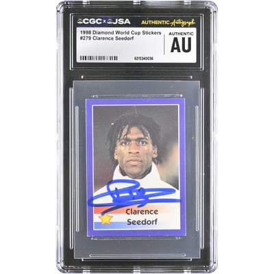 Clarence Seedorf Netherlands National Team Autographed 1998 Diamond World Cup Stickers #279 CGC Authenticated Card