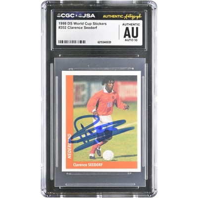 Clarence Seedorf Netherlands National Team Autographed 1998 DS World Cup Stickers #202 CGC Authenticated AUTO 10 Card