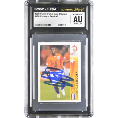 Clarence Seedorf Netherlands National Team Autographed 2008 Panini UEFA Euro Stickers #498 CGC Authenticated AUTO 10 Card