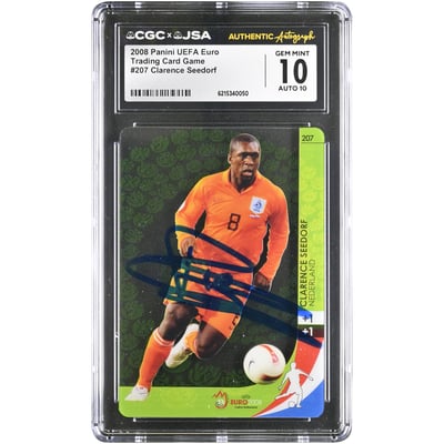 Clarence Seedorf Netherlands National Team Autographed 2008 Panini UEFA Euro Trading Card Game #207 CGC Authenticated 10/10 Card