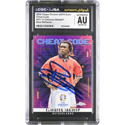 Clarence Seedorf Netherlands National Team Autographed 2024 Topps Chrome UEFA Euro Blue Refractor #CC-13 #/150 CGC Authenticated AUTO 10 Card