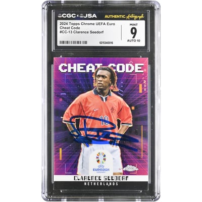 Clarence Seedorf Netherlands National Team Autographed 2024 Topps Chrome UEFA Euro Cheat Code #CC-13 CGC Authenticated 9/10 Card
