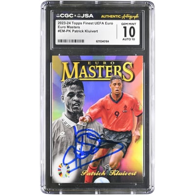 Patrick Kluivert Netherlands National Team Autographed 2023-24 Topps Finest UEFA Euro Masters #EM-PK CGC Authenticated 10/10 Card