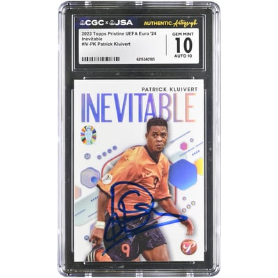 Patrick Kluivert Netherlands National Team Autographed 2023 Topps Pristine UEFA Euro '24 Inevitable #IV-PK CGC Authenticated 10/10 Card
