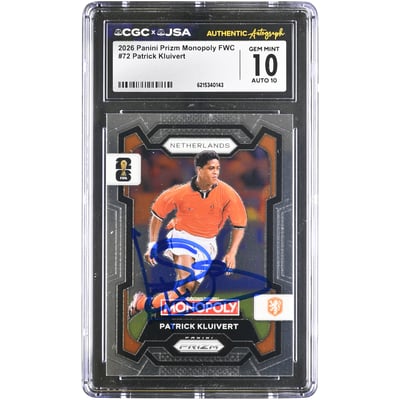 Patrick Kluivert Netherlands National Team Autographed 2026 Panini Prizm Monopoly FWC #72 CGC Authenticated 10/10 Card