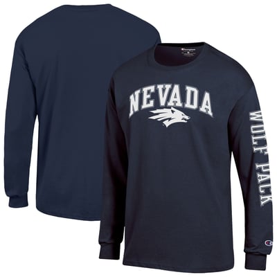 Nevada Wolf Pack Champion Arch Logo Long Sleeve T-Shirt - Navy