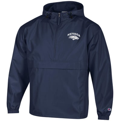 Nevada Wolf Pack Champion Packable Half-Zip Hooded Jacket - Navy

