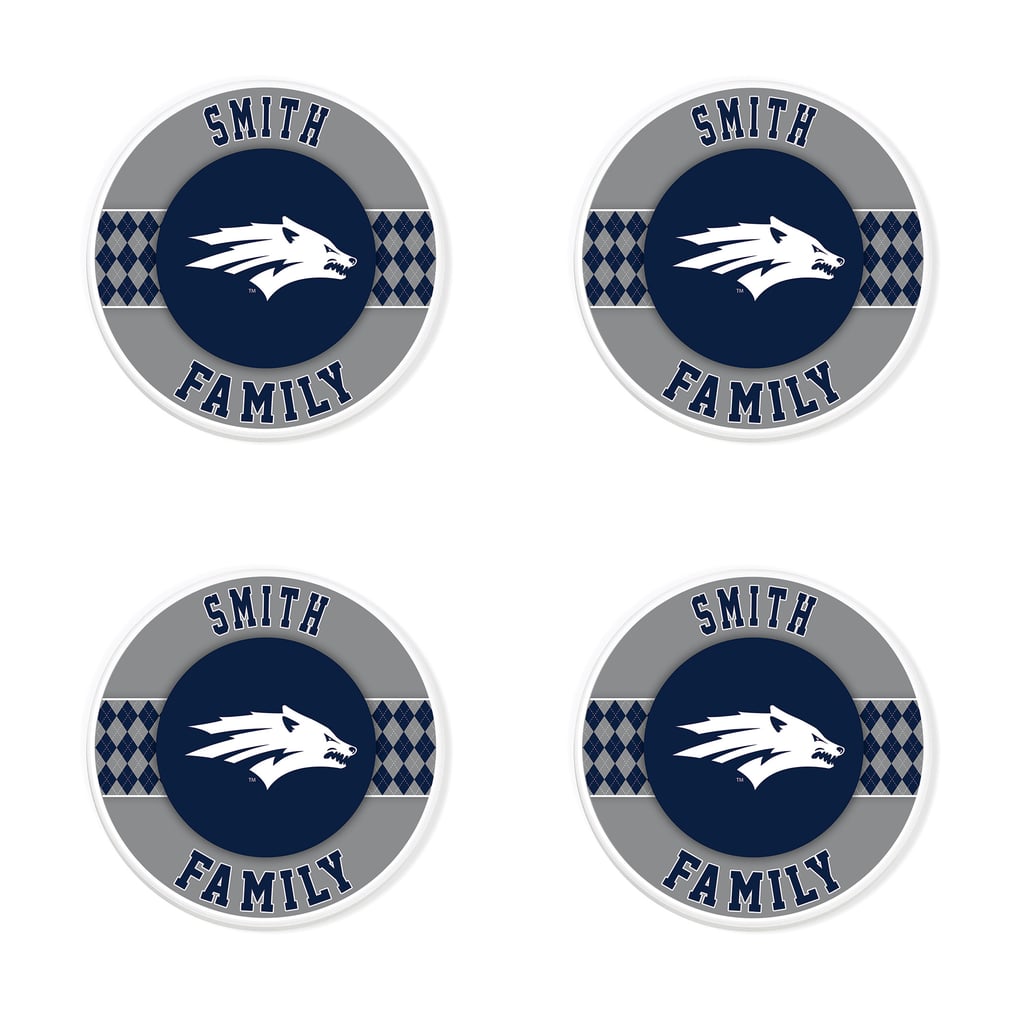 Nevada Wolf Pack 4" Personalized Circular Coasters 4-Pack Set