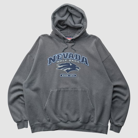 Nevada Wolf Pack Champion 2000s Hooded Pullover Sweatshirt - Dark Heather Gray - XL by Fanatics Real Vintage