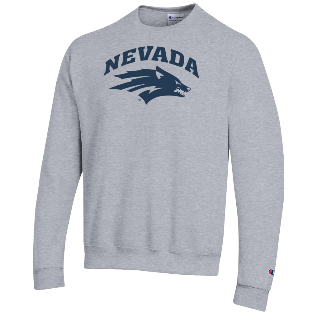  Nevada Wolf Pack Champion Unisex Arch Eco Powerblend Sweatshirt - Gray