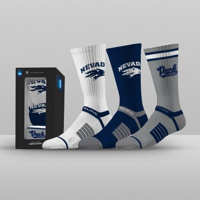 Nevada Wolf Pack Strideline Unisex Premium 3-Pack Crew Socks Collection