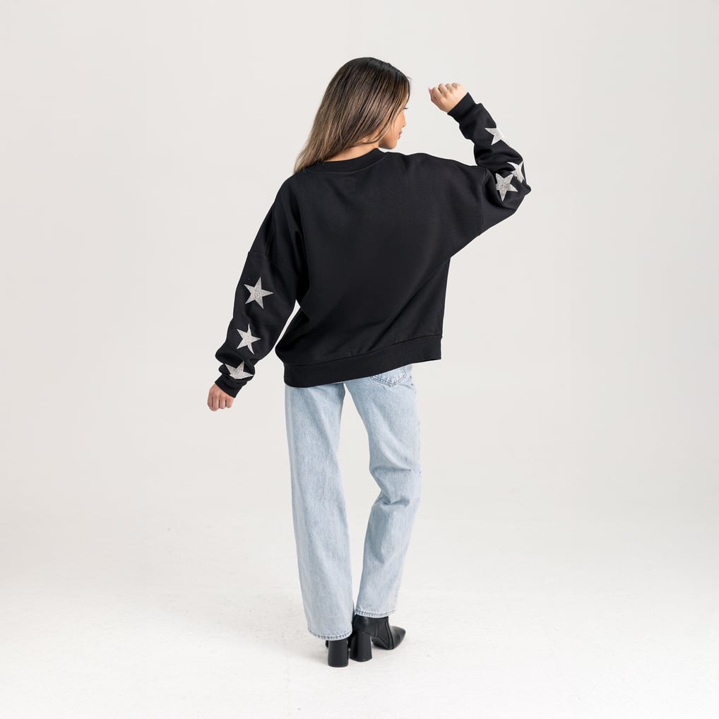  Nevada Wolf Pack Gameday Couture Women's Pure Victory Relaxed Rhinestone Pullover Sweatshirt - Black