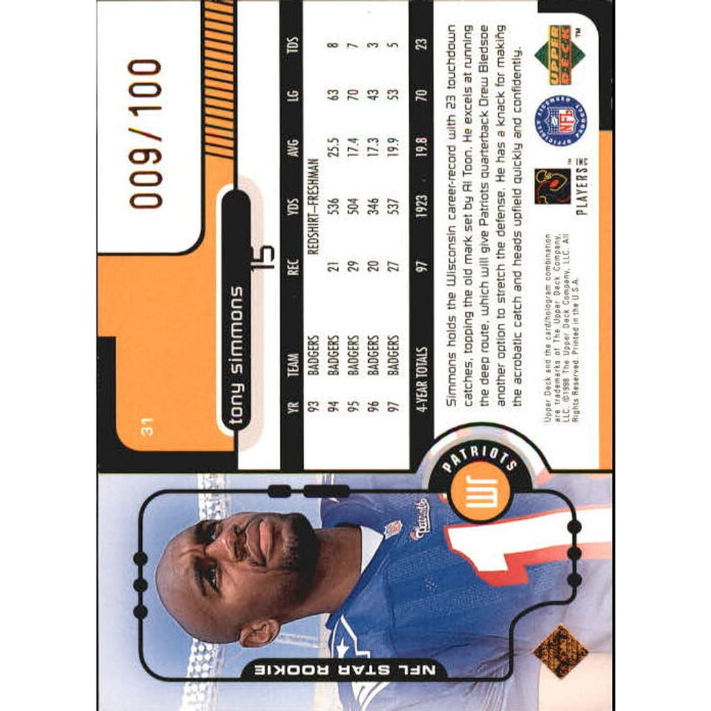 1998 Upper Deck Bronze #31 Tony Simmons