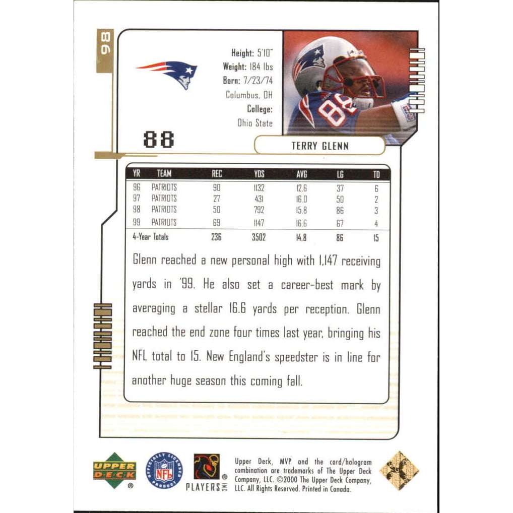 2000 Upper Deck MVP Gold Script #98 Terry Glenn